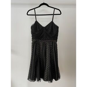 Anna Sui Black Twist Front Dress with Gold Embroidery